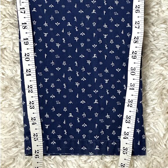 Patagonia Women Size 12 Organic Cotton Aztec Southwest Print Blue Cropped Pants - Picture 5 of 12